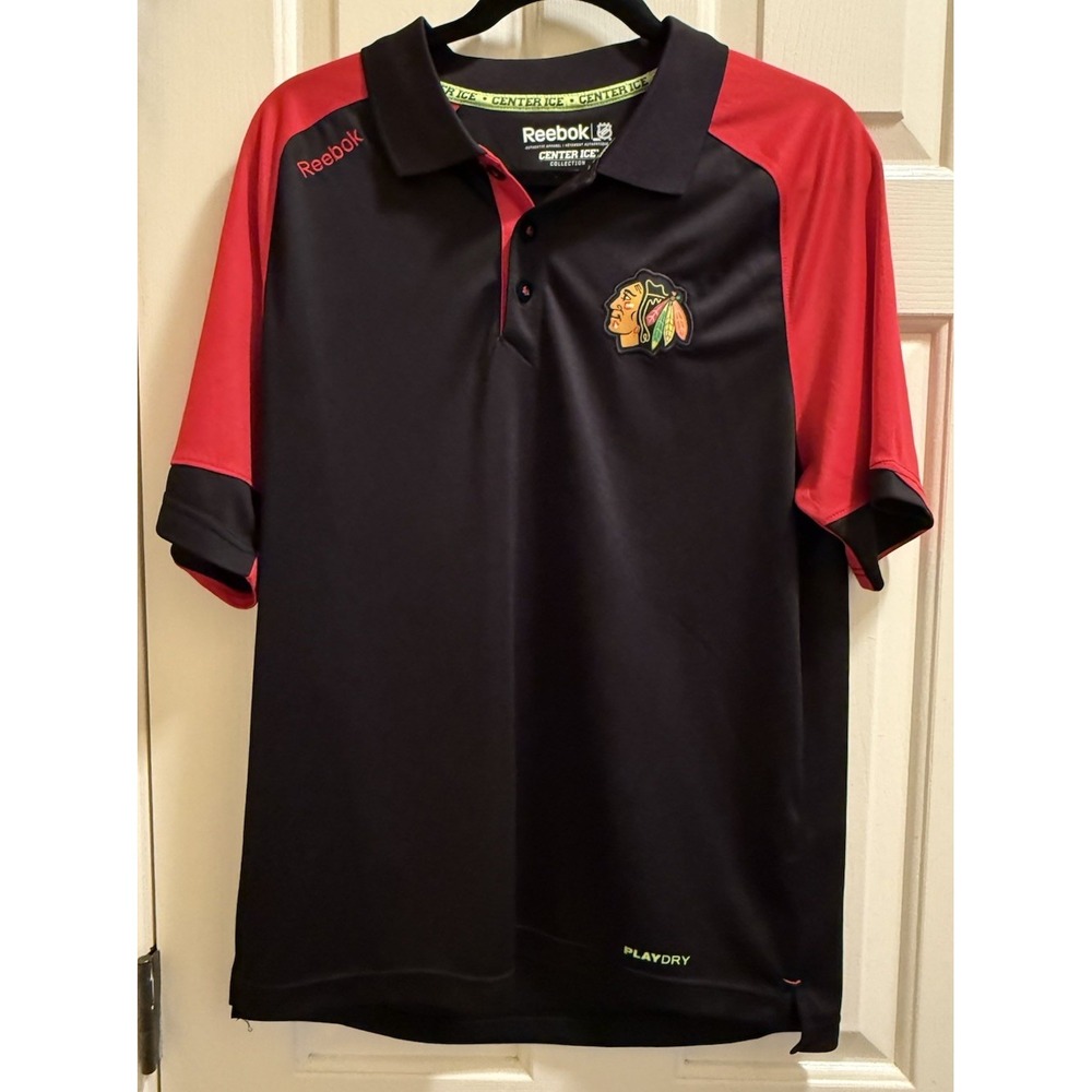 Chicago Blackhawks Ice hockey jersey polo NHL shirt Reebok size‎ Medium